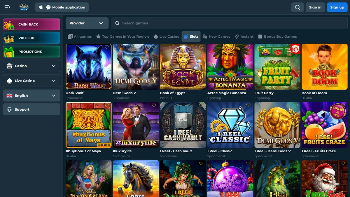 A massive selection of slots and instant games